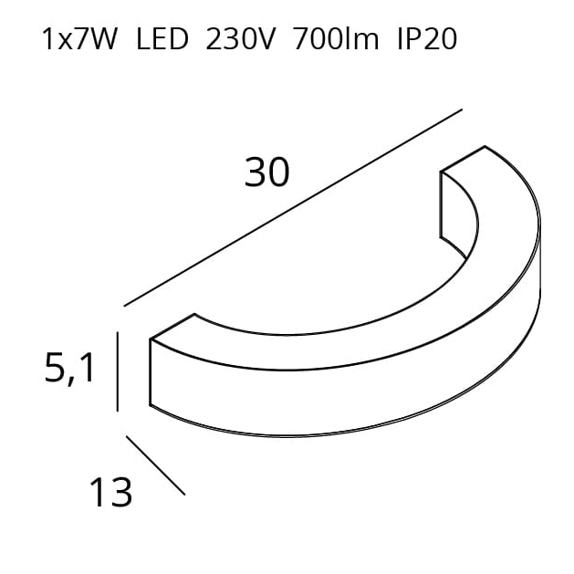 Aplica de perete lux aurie semicerc LED Kora 30x13x5,1 cm, metal/acril, W0276 - Maxlight [2]