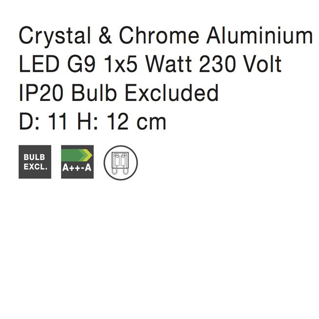 Aplica de perete moderna din sticla transparenta Valeri, baza metal cromat, 8538102 - Novaluce [3]