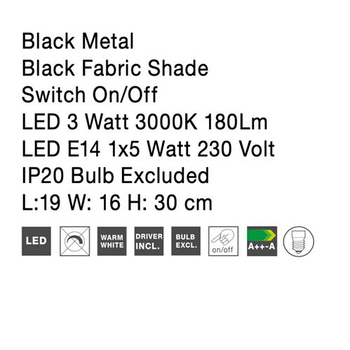 Aplica de perete neagra/alba Rico, baza metalica, abajur textil, brat cu LED ajustabil, 9182372 - Novaluce [7]
