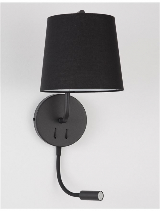 Aplica de perete neagra/alba Zarto, baza metalica, abajur textil, brat cu LED ajustabil, 9129330 - Novaluce [4]