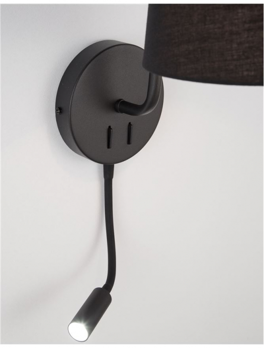 Aplica de perete neagra/alba Zarto, baza metalica, abajur textil, brat cu LED ajustabil, 9129330 - Novaluce [6]