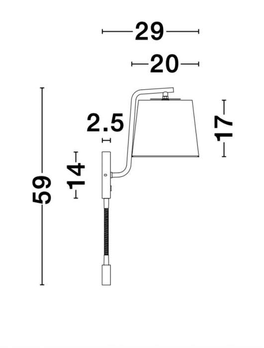 Aplica de perete neagra/alba Zarto, baza metalica, abajur textil, brat cu LED ajustabil, 9129330 - Novaluce [9]