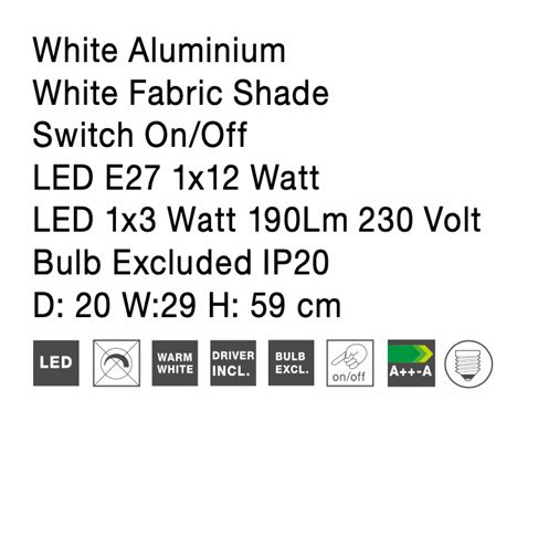 Aplica de perete neagra/alba Zarto, baza metalica, abajur textil, brat cu LED ajustabil, 9129330 - Novaluce [17]