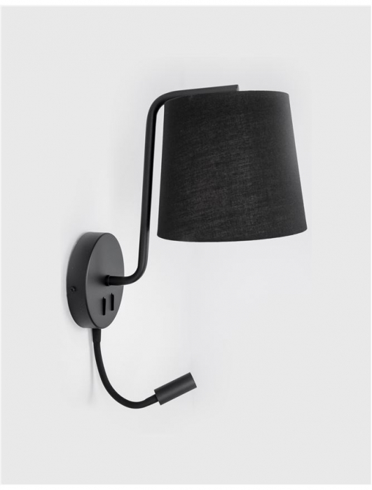 Aplica de perete neagra/alba Zarto, baza metalica, abajur textil, brat cu LED ajustabil, 9129330 - Novaluce [5]