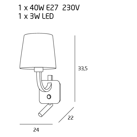 Aplica de perete neagra cu brat cu iluminare LED Ejvin 24x22x33,5 cm metal/material textil, W0192 - Maxlight [3]