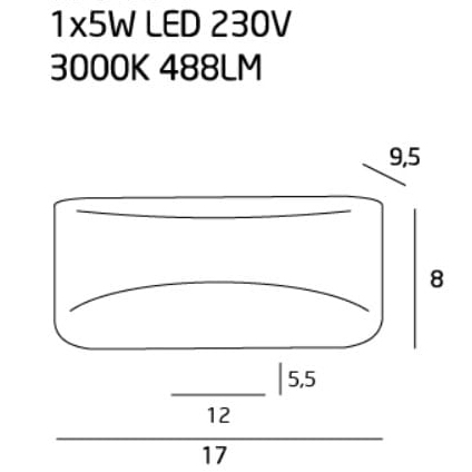 Aplica de perete neagra iluminare LED bidirectionala Nelia 17x9,5x8 cm din metal, W0054 - Maxlight [2]