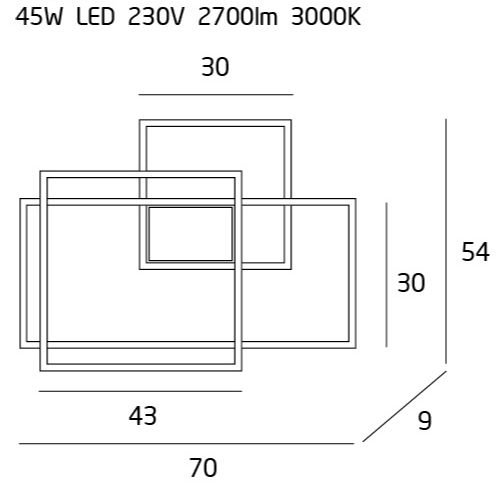 Aplica de perete neagra iluminare LED dimabil forme geometrice Linda 70x9x54 cm metal/acril, W0233D - Maxlight [3]