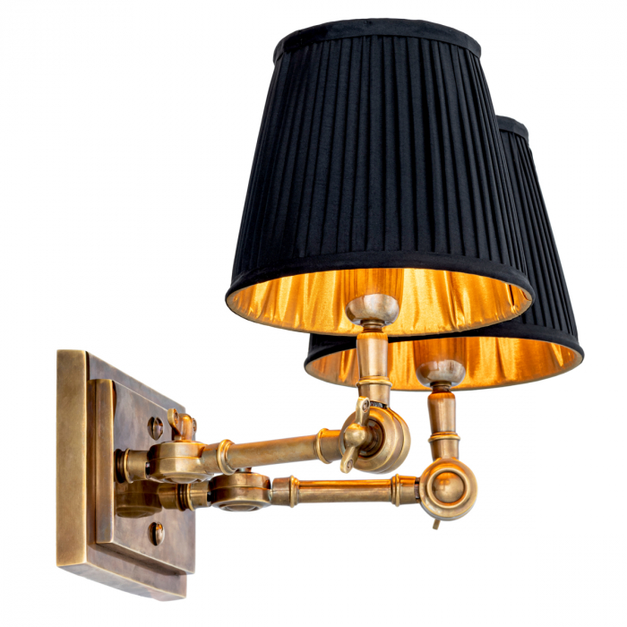   Aplica de perete Wentworth Double din alamă vintage inclusiv negru s 115950 EICHHOLTZ [3]
