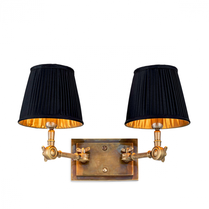   Aplica de perete Wentworth Double din alamă vintage inclusiv negru s 115950 EICHHOLTZ [1]