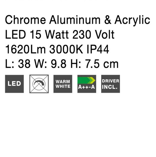 Aplica LED liniara perete baie Agusti, 3/4 surse de lumina din acril, baza metal, IP44, 9122331 - Novaluce [9]