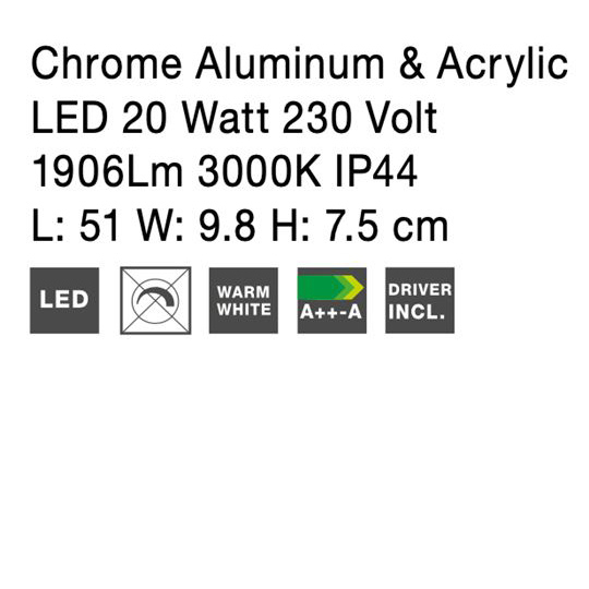 Aplica LED liniara perete baie Agusti, 3/4 surse de lumina din acril, baza metal, IP44, 9122331 - Novaluce [17]