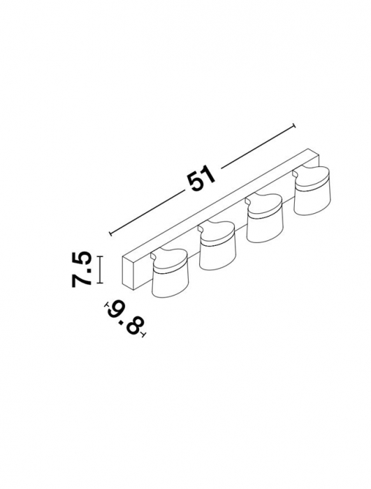 Aplica LED liniara perete baie Agusti, 3/4 surse de lumina din acril, baza metal, IP44, 9122331 - Novaluce [16]