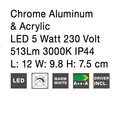 Aplica LED perete baie Agusti, 1/2 surse de lumina din acril, baza metal, IP44, 9122311 - Novaluce [5]