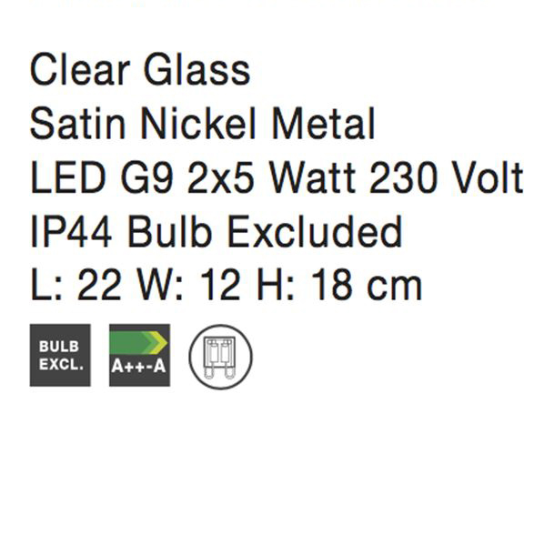 Aplica LED perete liniara baie transparenta Vitor, din sticla, baza metal, IP44, 6310661 - Novaluce [3]