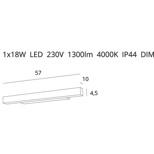 Aplica liniara alba iluminare LED dimabil Becka 57x10x4,5 cm metal/acril IP44, W0263 - Maxlight [2]