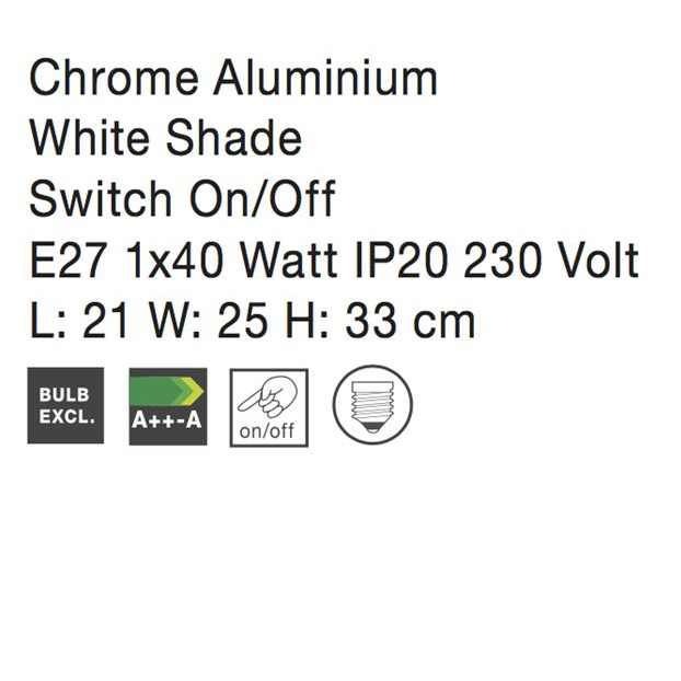 Aplica perete alba/alba-argintiu Rudy, baza din metal, abajur textil, 8126161 - Novaluce [8]