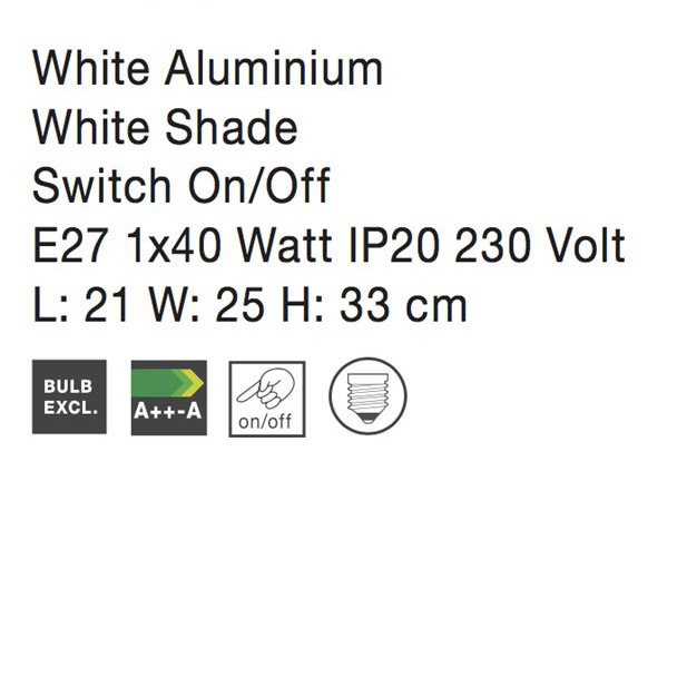 Aplica perete alba/alba-argintiu Rudy, baza din metal, abajur textil, 8126161 - Novaluce [4]