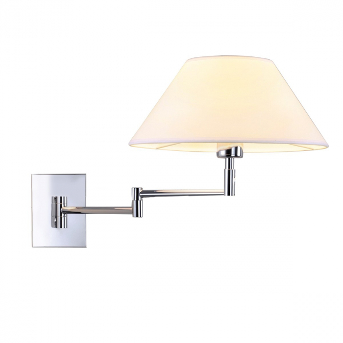 Aplica perete alba cu brat reglabil stanga-dreapta Hinata, susport metalic cromat, abajur material textil, AZ 1542 - Azzardo [2]