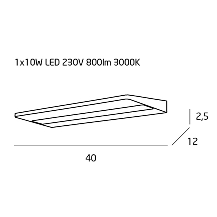 Aplica perete alba iluminare LED Kuno 40x12x2,5 cm metal/acril, W0213 - Maxlight [4]