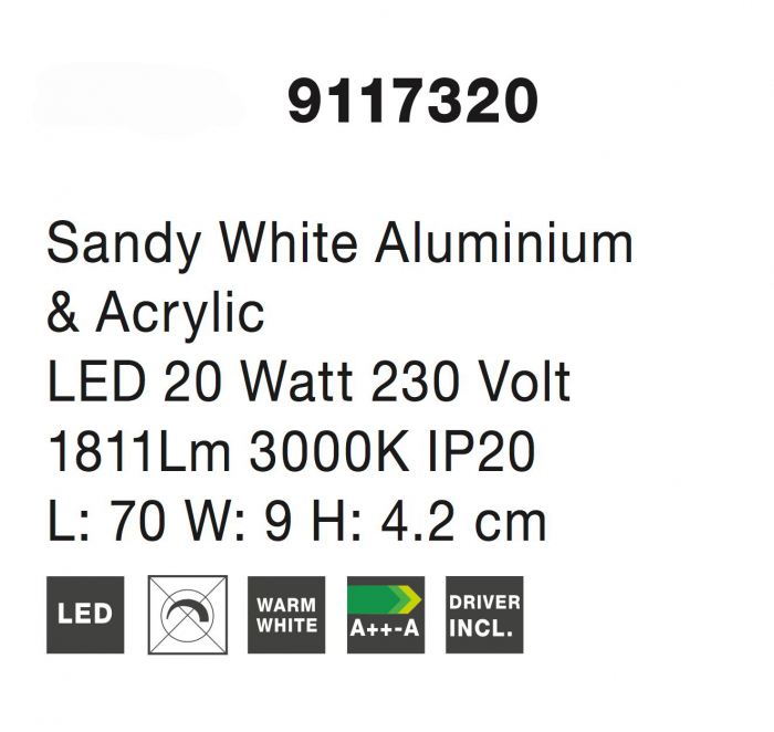 Aplica perete alba LED Eliab 40/70 cm, abajur rotativ, 9117312 - Novaluce [16]