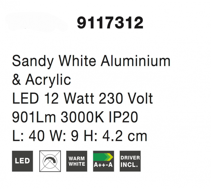 Aplica perete alba LED Eliab 40/70 cm, abajur rotativ, 9117312 - Novaluce [8]