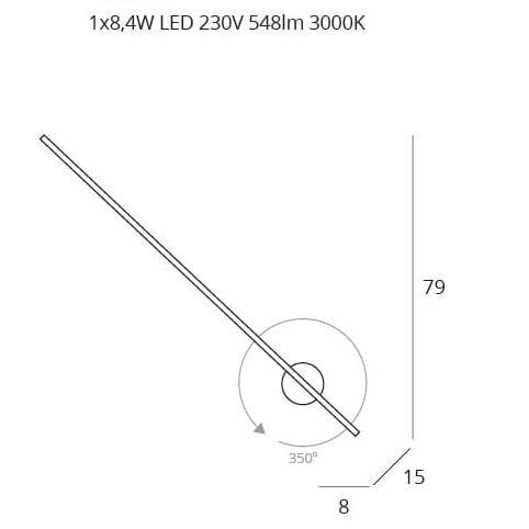 Aplica perete alba/neagra iluminare LED Risela 8x15x79 cm metal/acril IP44, W0267 - Maxlight [2]