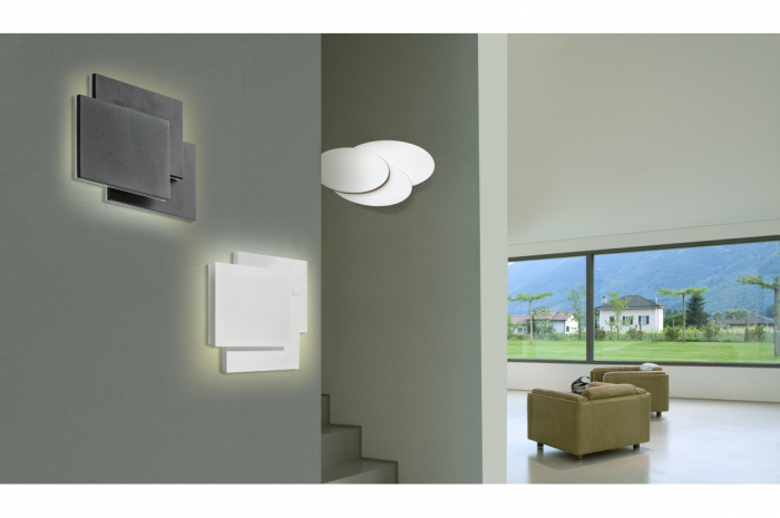 Aplica perete alba/neagra LED Bilia Round 26x12,5 cm, cercuri suprapuse, design minimalist, AZ 2997 - Azzardo [3]