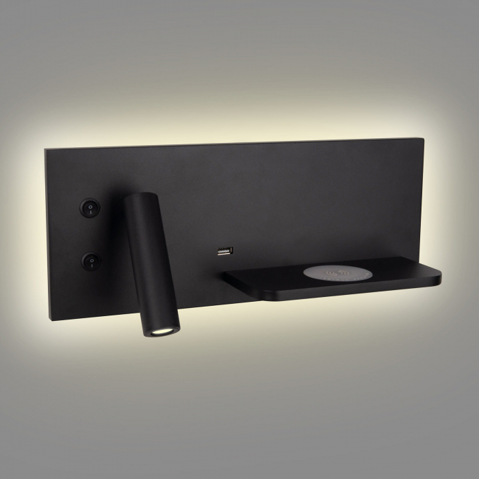 Aplica perete alba/neagra LED Jameia 35x15x14 cm, incarcator wireless, port USB, W0291 - Maxlight [8]