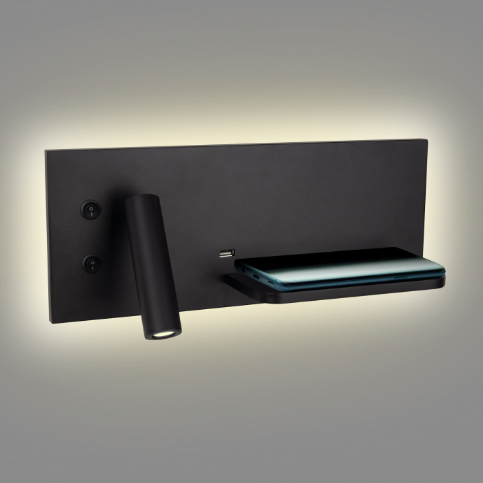 Aplica perete alba/neagra LED Jameia 35x15x14 cm, incarcator wireless, port USB, W0291 - Maxlight [9]