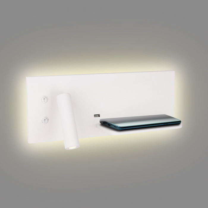 Aplica perete alba/neagra LED Jameia 35x15x14 cm, incarcator wireless, port USB, W0291 - Maxlight [4]