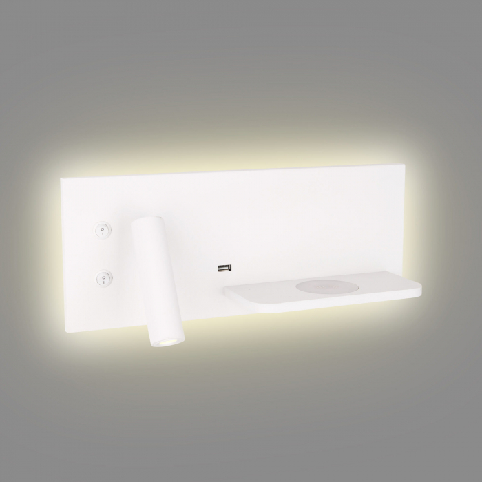 Aplica perete alba/neagra LED Jameia 35x15x14 cm, incarcator wireless, port USB, W0291 - Maxlight [3]