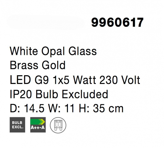 Aplica perete aurie Ganiza 35 cm abajur forma glob alb sticla opal, design modern, 9960617 - Novaluce [6]