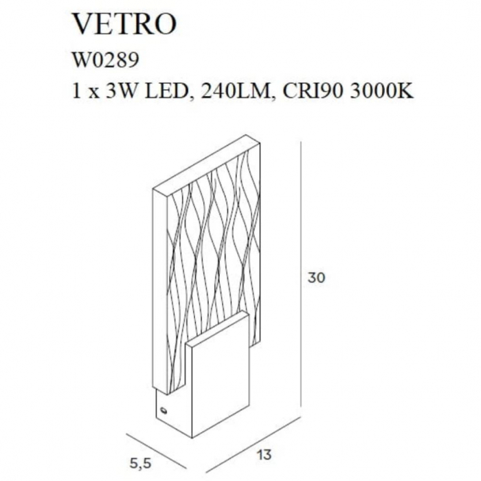 Aplica perete aurie LED Vetralico 30x13 cm, metal/sticla, W0289 - Maxlight [2]