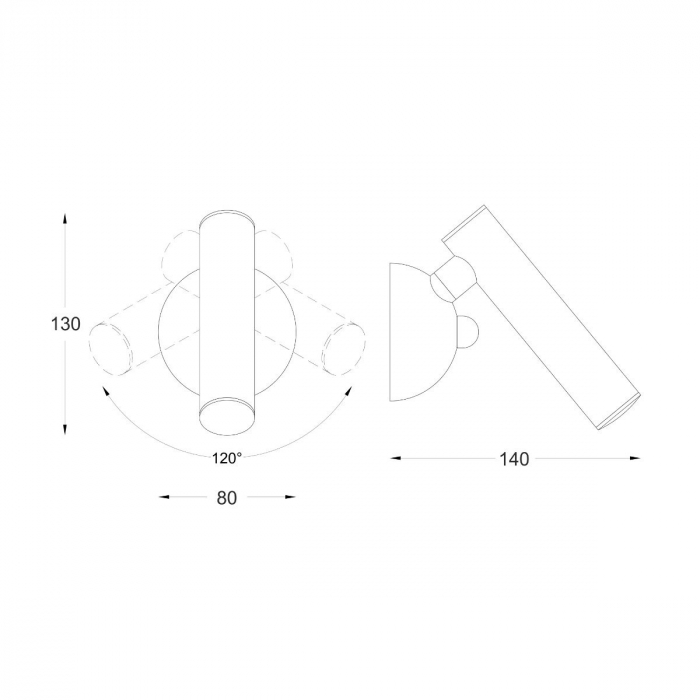 Aplica perete aurie rotativa LOYA iluminare LED, stil minimalist, 003064-009133 - Zumaline [2]