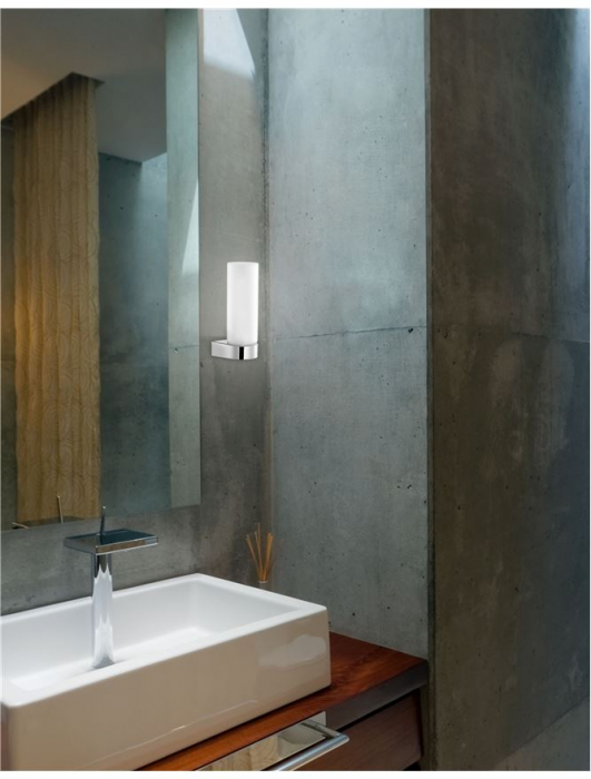 Aplica perete baie alba Cali, 21/21,5 cm, din sticla, baza metal, IP44, 6310542 - Novaluce [2]