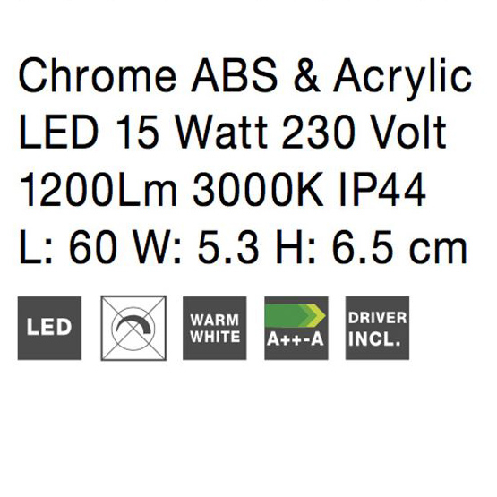 Aplica perete baie LED alba liniara Praka, diverse dimensiuni, din acril, IP44, 9600461 - Novaluce [14]