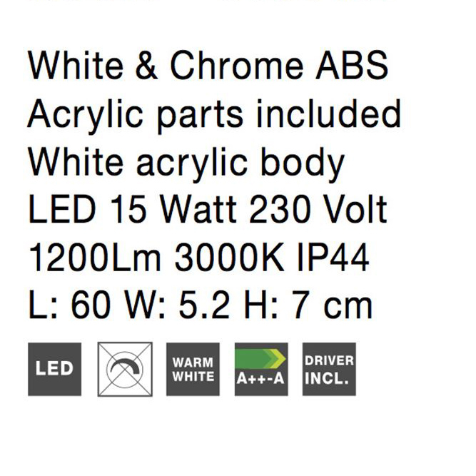 Aplica perete baie LED alba liniara Praka, diverse dimensiuni, din acril, IP44, 9600461 - Novaluce [7]