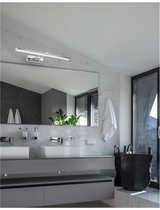 Aplica perete baie LED crom liniara Odin, 57/63 cm, din metal, IP44, 8141291 - Novaluce [4]