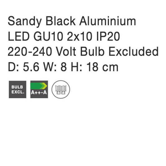 Aplica perete cilindrica nearga/alba Dugal, din metal, bidirectionala, IP54, 9450882 - Novaluce [3]