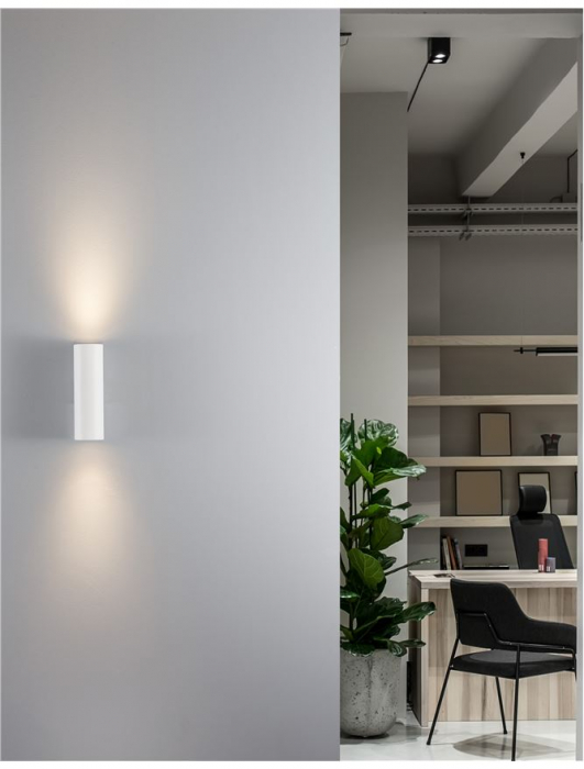 Aplica perete cilindrica nearga/alba Dugal, din metal, bidirectionala, IP54, 9450882 - Novaluce [4]