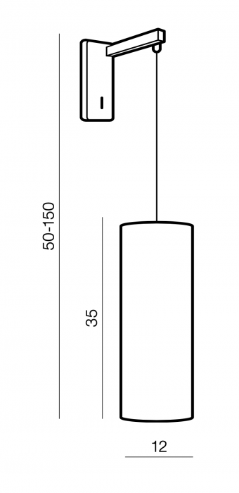 Aplica perete cu abajur cilindric pe fir Arundi 35 cm, inaltime reglabila, design modern, AZ 2613 - Azzardo [5]