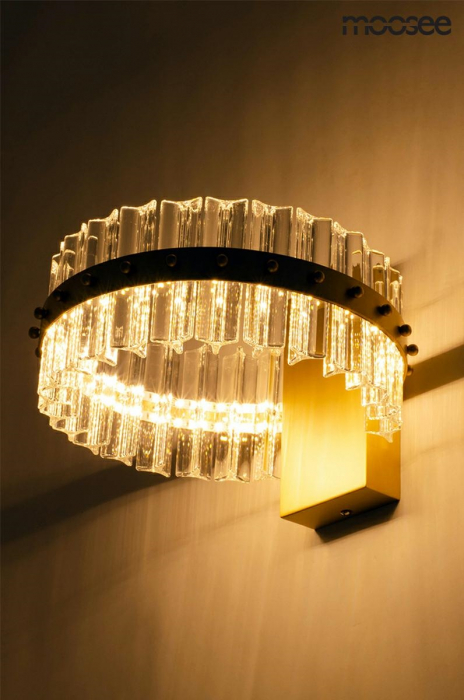 Aplica perete design extravagant modern Saturn iluminare LED, 26x26 cm, sticla/suport auriu, MSE01040015 - King [5]