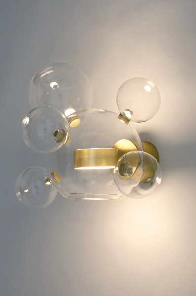 Aplica perete design modern Bubble Premium 6, iluminare LED, suport auriu, XCW9148-1B - King [5]