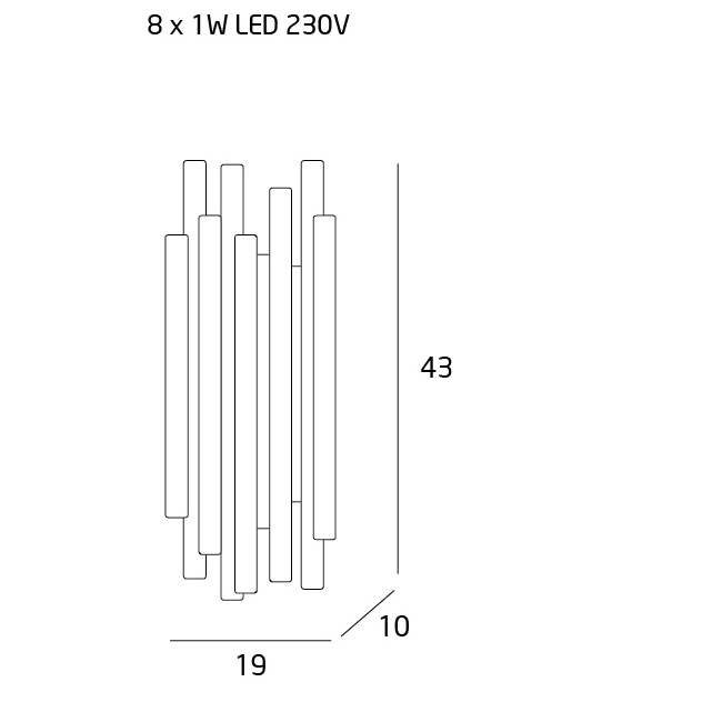 Aplica perete diverse finisaje LED dimabil Tonia 19x10x43 cm, metal/acril, W0186D - Maxlight [2]