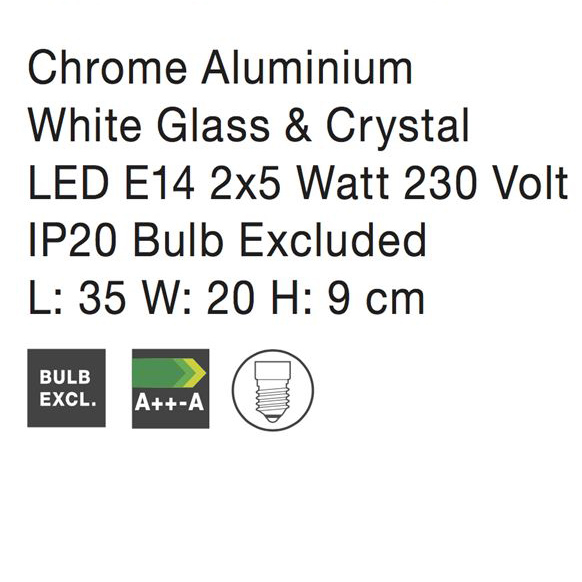 Aplica perete dreptunghiulara alba Malita din sticla cu cristale, diverse dimensiuni, 83325801 - Novaluce [3]