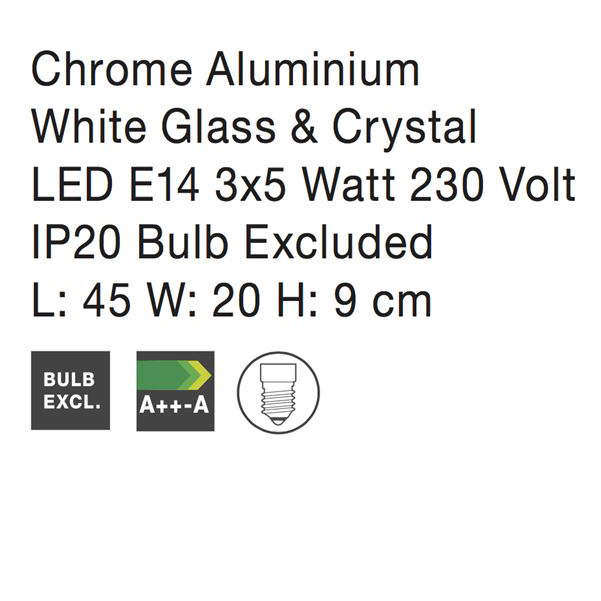 Aplica perete dreptunghiulara alba Malita din sticla cu cristale, diverse dimensiuni, 83325801 - Novaluce [9]