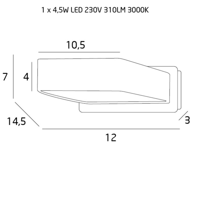 Aplica perete dreptunghiulara alba/neagra iluminare LED Staja 12x14,5x7 cm metal, W0168 - Maxlight [2]