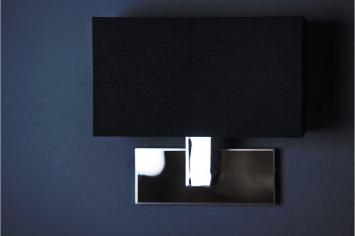 Aplica perete dreptunghiulara alba/neagra Wodan 28x30 cm, suport metalic crom, abajur textil, AZ 1556 - Azzardo [2]