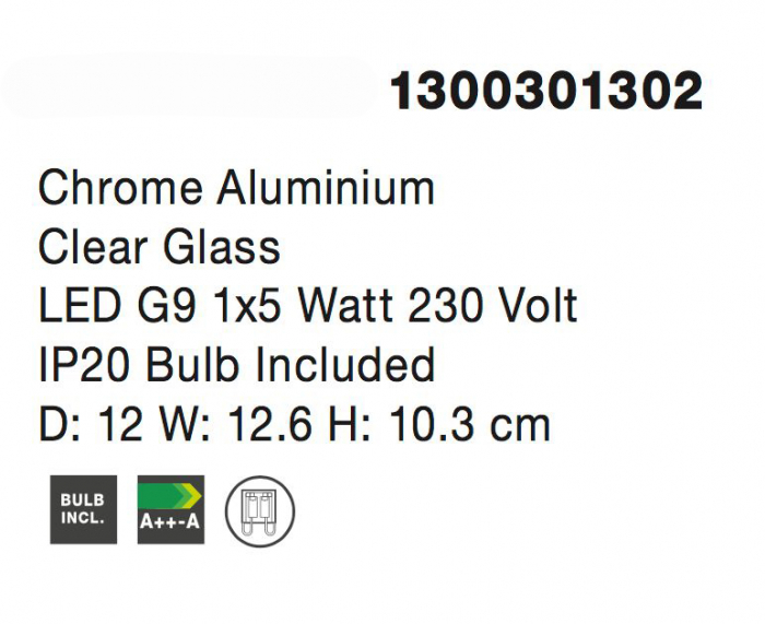Aplica perete eleganta Boncan, sticla transparenta, metal crom, 1300301302 - Novaluce [3]