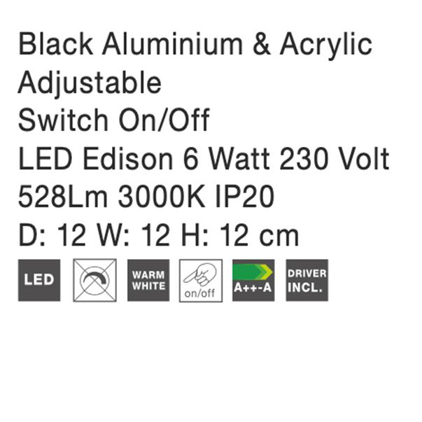 Aplica perete LED ajustabila neagra/alba Marina, din metal, switch ON/OFF, 8223602 - Novaluce [3]